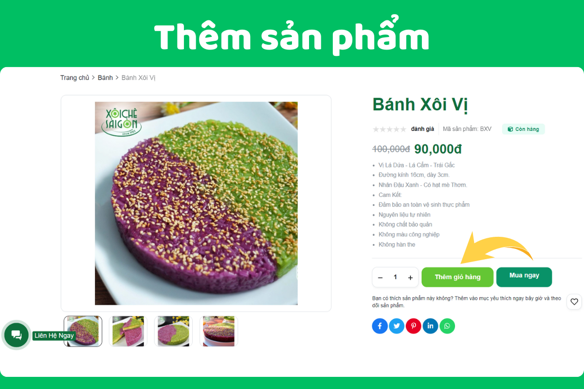 Chọn Thêm giỏ hàng hoặc nhấn Mua ngay