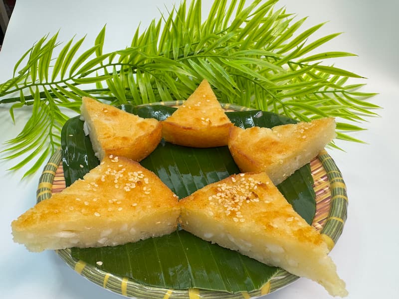 thuong thuc banh khoai mi dua non nuong
