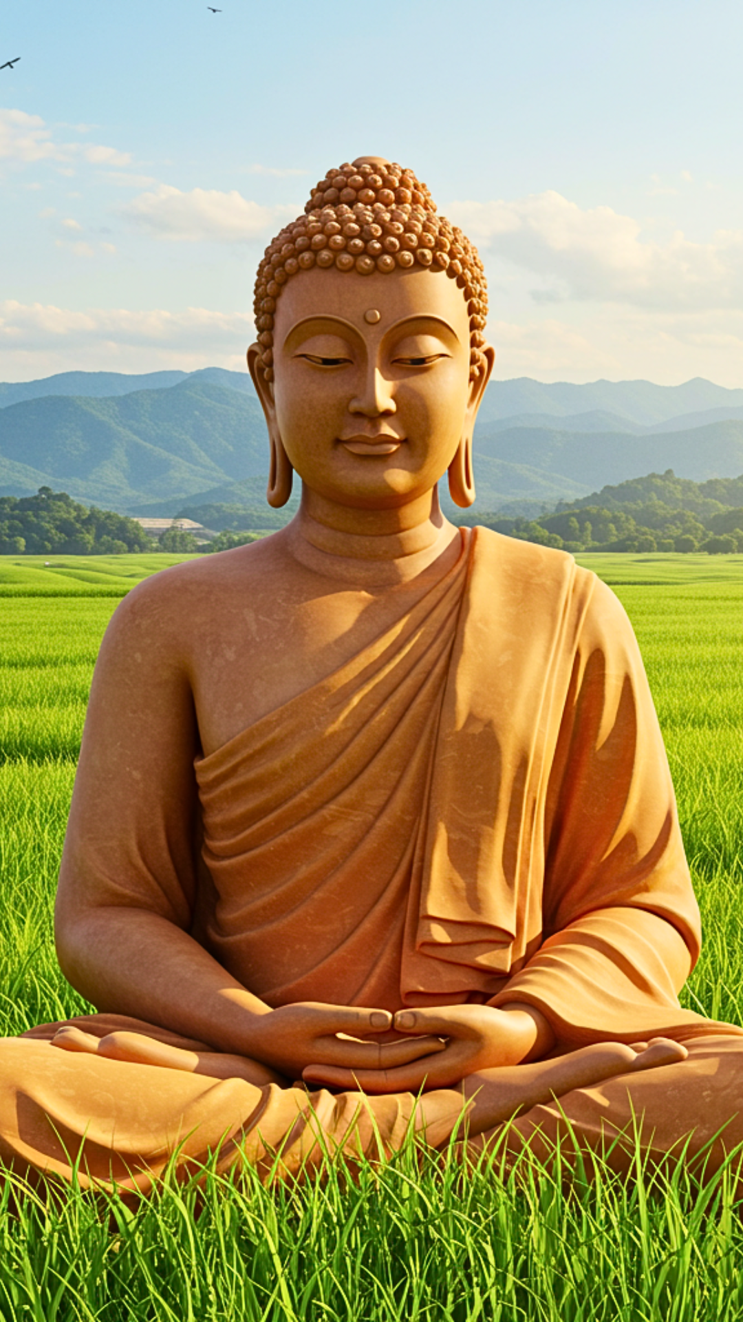 phật ngồi trên đồng cỏ