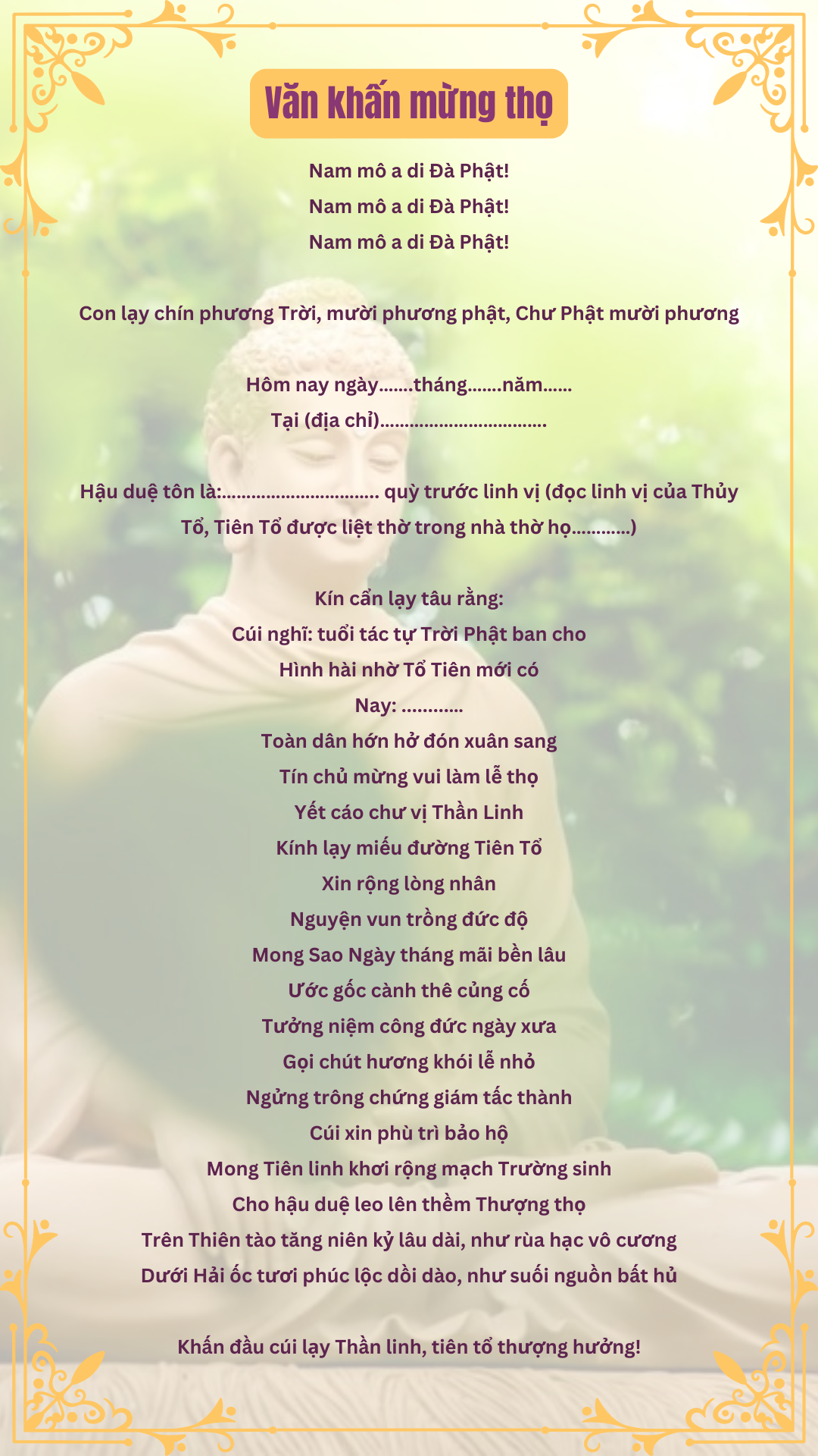 Văn khấn mừng thọ